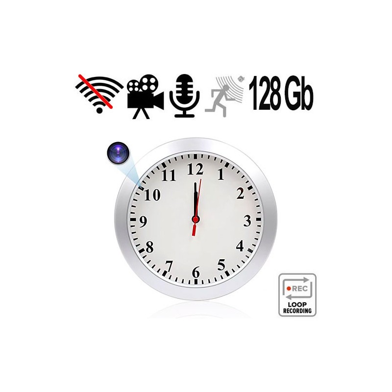 Full-HD Spy-Cam getarnt in Wanduhr, 128 GB Full-HD Spy-Cam getarnt in Wanduhr, 128 GB