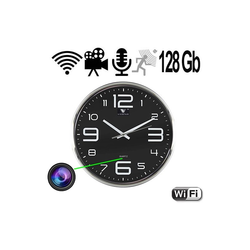 IP-Full-HD Spy-Cam in Wanduhr, 128 GB