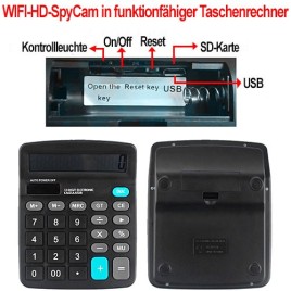 WIFI Full-HD SpyCam in Taschenrechner, 128 Gb