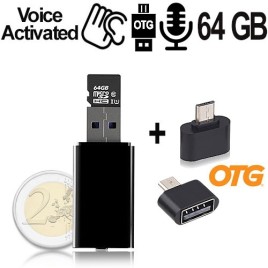 USB VoiceRecorder, 64GB, bis 752 Std., VAS, OTG - Abhör-Recorder - Bild 1