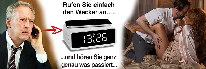 GSM-Abhörgerät im Wecker mit induktivem Handy-Lader für diskrete Audioüberwachung
