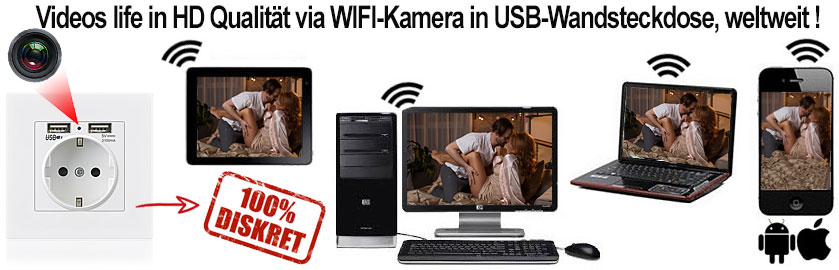 Getarnte IP-Spionagekamera in USB-Wandsteckdose mit Full-HD, WLAN, Nachtsicht und App-Steuerung